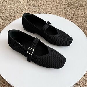 Black VIVAIA square-toe Mary Janes
